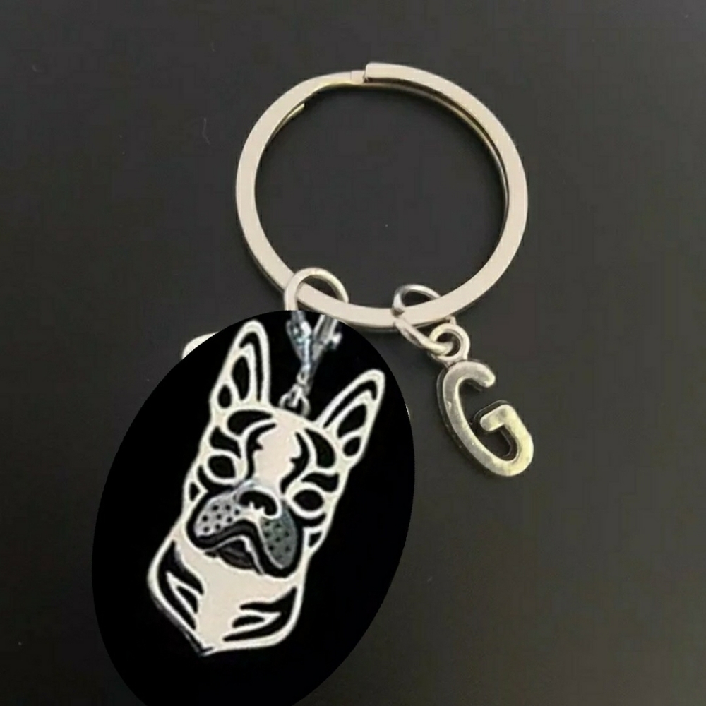 Boston terrier keychain personalized French bulldo